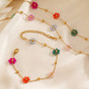 Bracelet And Necklace Jewelry Stainless Steel Gold Plated Handmade With Floral Pattern O Shaped Chain For Women