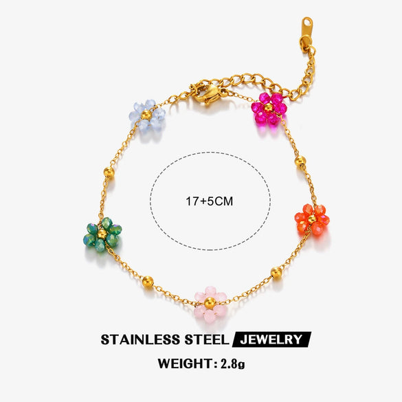 Bracelet And Necklace Jewelry Stainless Steel Gold Plated Handmade With Floral Pattern O Shaped Chain For Women