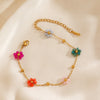 Bracelet And Necklace Jewelry Stainless Steel Gold Plated Handmade With Floral Pattern O Shaped Chain For Women