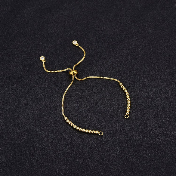 Bracelet Anklet Copper Beaded Chain With Ring Zircon Electroplated Diy Material Accessories