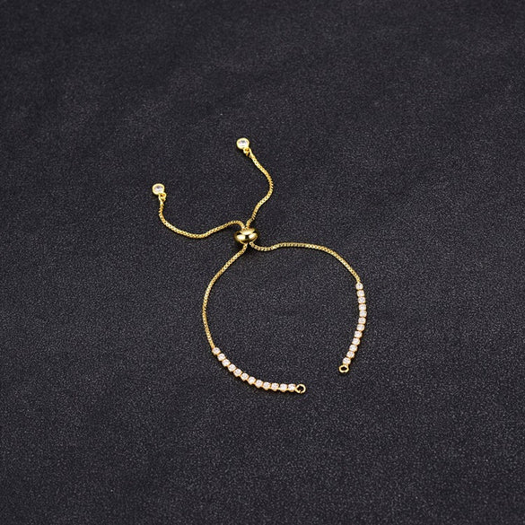 Bracelet Anklet Copper Beaded Chain With Ring Zircon Electroplated Diy Material Accessories