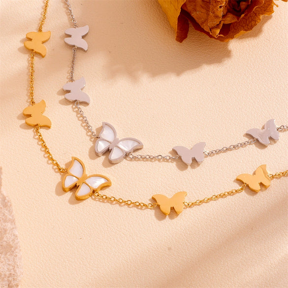 Bracelet Anklet Titanium Steel Butterfly Heart Pattern Electroplating For Women Cartoon Style