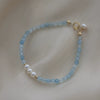 Bracelet Aquamarine Pearl Geometric Handmade For Women