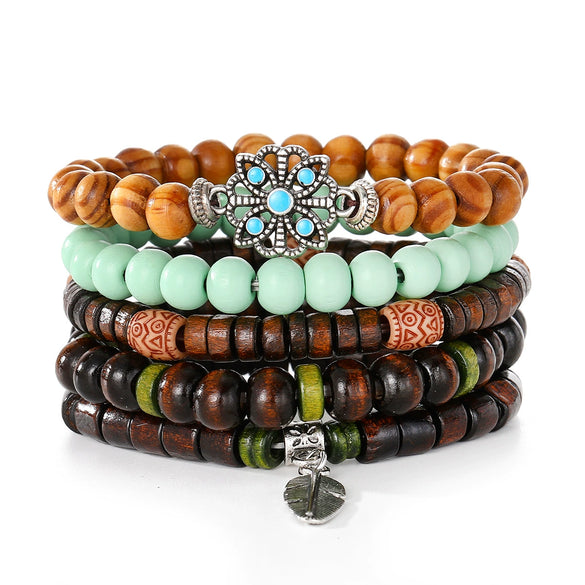 Bracelet Artificial Leather Geometric Hand Knitted Bohemian Style For Men And Women