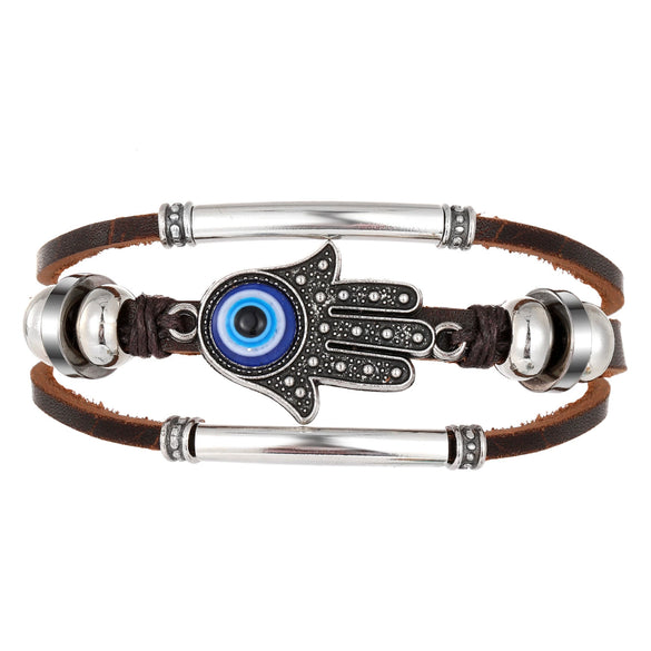 Bracelet Artificial Leather Geometric Hand Knitted Bohemian Style For Men And Women