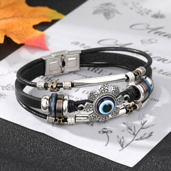 Bracelet Artificial Leather Geometric Hand Knitted Bohemian Style For Men And Women