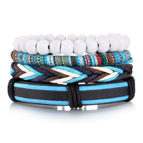 Bracelet Artificial Leather Geometric Hand Knitted Bohemian Style For Men And Women