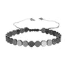 Bracelet Black Gall Stone Geometric Handmade Square Round Rivet Flat Beads Unisex