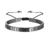 Bracelet Black Gall Stone Geometric Handmade Square Round Rivet Flat Beads Unisex