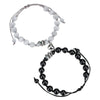 Bracelet Black Onyx White Cat's Eyes Beaded Snake Geometric Handmade Magnet Unisex
