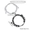 Bracelet Black Onyx White Cat's Eyes Beaded Snake Geometric Handmade Magnet Unisex