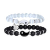 Bracelet Black Onyx White Cat's Eyes Beaded Snake Geometric Handmade Magnet Unisex
