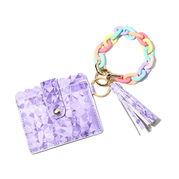 Bracelet Card Holder Key Chain Silicone Acrylic Geometric Handmade