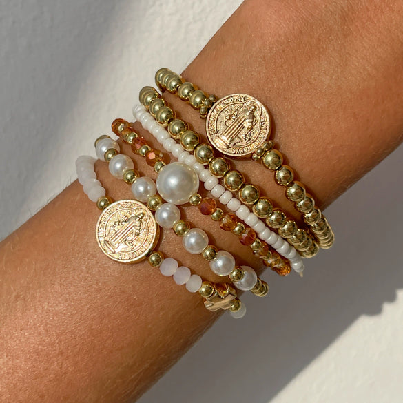 Bracelet Ccb Rice Beads Crystal Imitation Pearl Alloy Iron Chain Geometric Electroplating