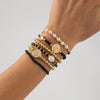 Bracelet Ccb Rice Beads Crystal Imitation Pearl Alloy Iron Chain Geometric Electroplating