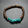 Bracelet Coconut Shell Turquoise Geometric Retro Handmade Unisex