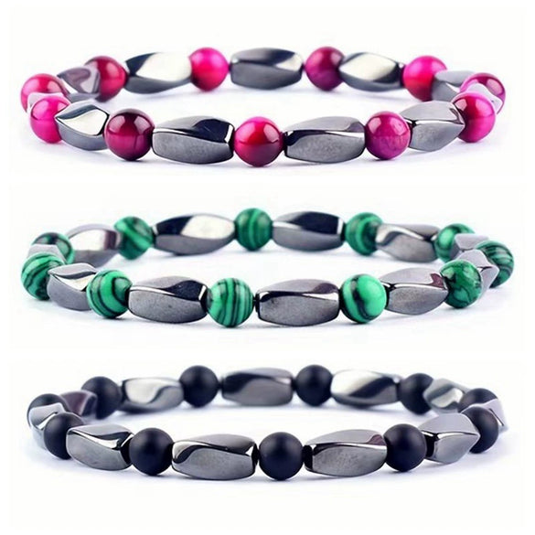 Bracelet Copper Geometric Handmade Unisex Tiger's Eye Cut Black Stone