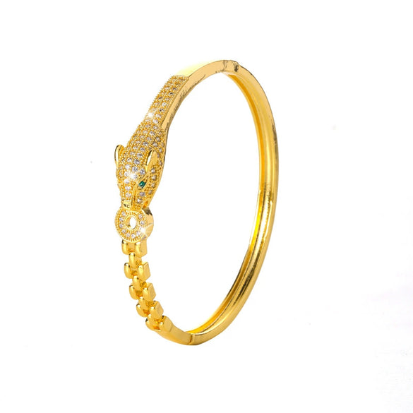 Bracelet Copper Inlaid Zircon Leopard Style Electroplated