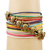 Bracelet Cowhide Strap Ship Anchor Wooden Beads Handmade Woven Retro Style Bow Pattern Unisex