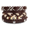 Bracelet Cowhide Strap Ship Anchor Wooden Beads Handmade Woven Retro Style Bow Pattern Unisex