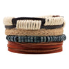 Bracelet Cowhide Strap Ship Anchor Wooden Beads Handmade Woven Retro Style Bow Pattern Unisex