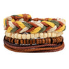 Bracelet Cowhide Strap Ship Anchor Wooden Beads Handmade Woven Retro Style Bow Pattern Unisex