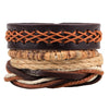 Bracelet Cowhide Strap Ship Anchor Wooden Beads Handmade Woven Retro Style Bow Pattern Unisex