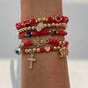 Bracelet Crystal Beaded Metal Cross Eye Pendant Geometric Style Alloy Electroplated