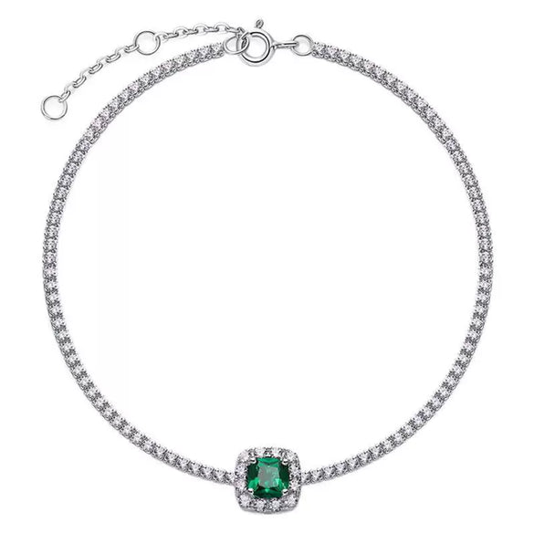 Bracelet Cultivated Emerald 925 Silver Geometric Retro Light Luxury Simple