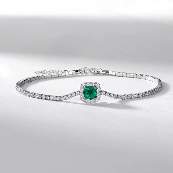 Bracelet Cultivated Emerald 925 Silver Geometric Retro Light Luxury Simple
