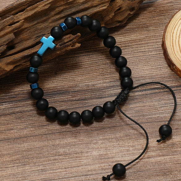 Bracelet Glass Beads Frosted Glass Ball Cord Handwoven Drawstring Adjustable For Men And Women