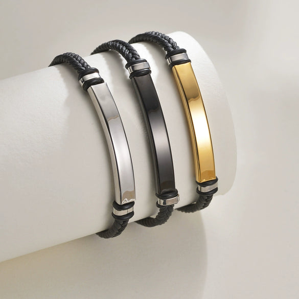 Bracelet Imitation Leather Twist Braided Electroplated Women's Couple