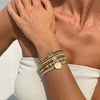 Bracelet Imitation Pearl Crystal Alloy Geometric Electroplated Stacked Style
