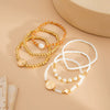 Bracelet Imitation Pearl Crystal Alloy Geometric Electroplated Stacked Style