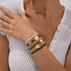 Bracelet Imitation Pearl Crystal Alloy Geometric Electroplated Stacked Style