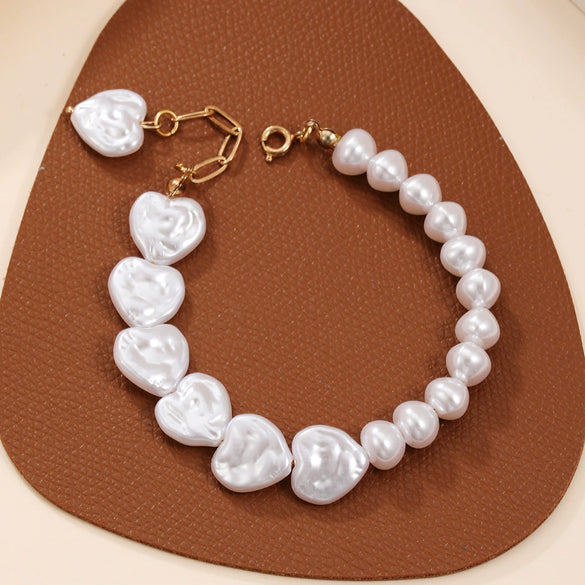 Bracelet Imitation Pearl Geometric Handmade Unisex Retro Love Butterfly Style