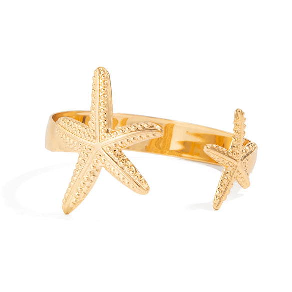 Bracelet Iron Metal Starfish Conch Pockmarked Surface Shell Electroplating Stacking Animal Style Women's