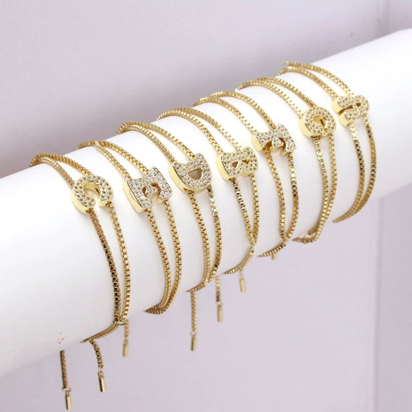 Bracelet Jewelry Gold Plated Geometric Letters Inlaid Zircon Electroplating
