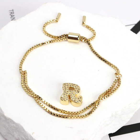 Bracelet Jewelry Gold Plated Geometric Letters Inlaid Zircon Electroplating
