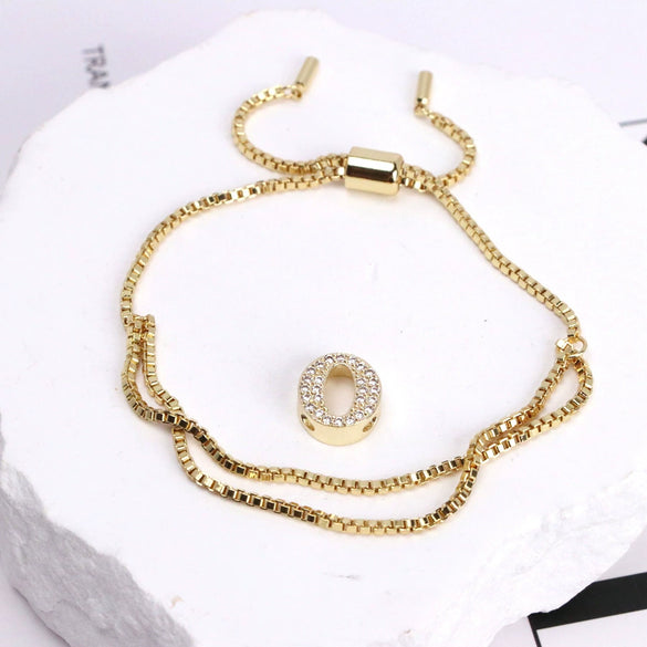 Bracelet Jewelry Gold Plated Geometric Letters Inlaid Zircon Electroplating