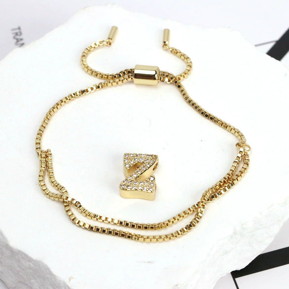 Bracelet Jewelry Gold Plated Geometric Letters Inlaid Zircon Electroplating