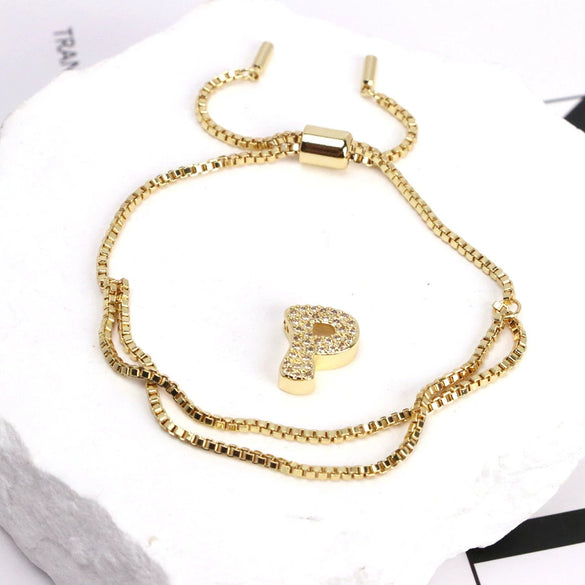 Bracelet Jewelry Gold Plated Geometric Letters Inlaid Zircon Electroplating