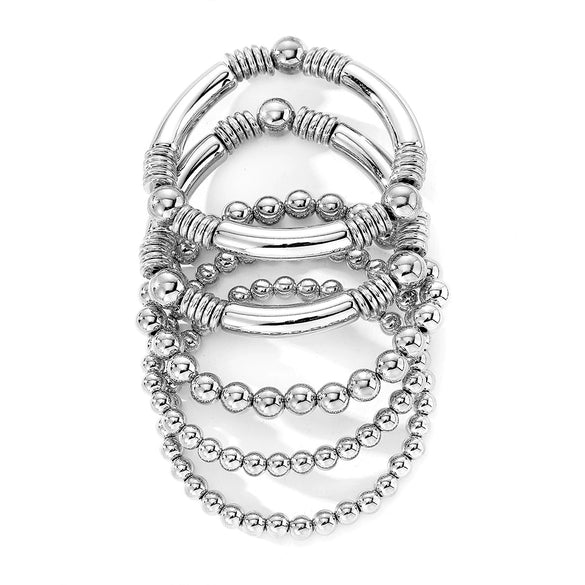 Bracelet Jewelry Mixed Materials Geometric Bohemian Style Electroplated Elastic Stacking Unisex