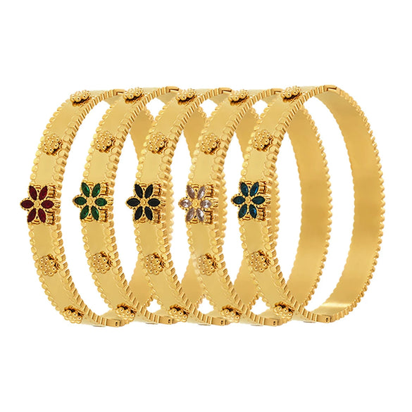 Bracelet Jewelry 316L Stainless Steel Glass Stone Zircon Plated 18K Real Gold Christmas Snowflake Design