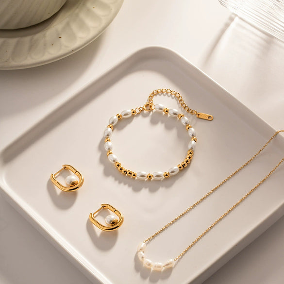 Bracelet Jewelry Stainless Steel Minimalist Geometric Electroplating Pearl Women's