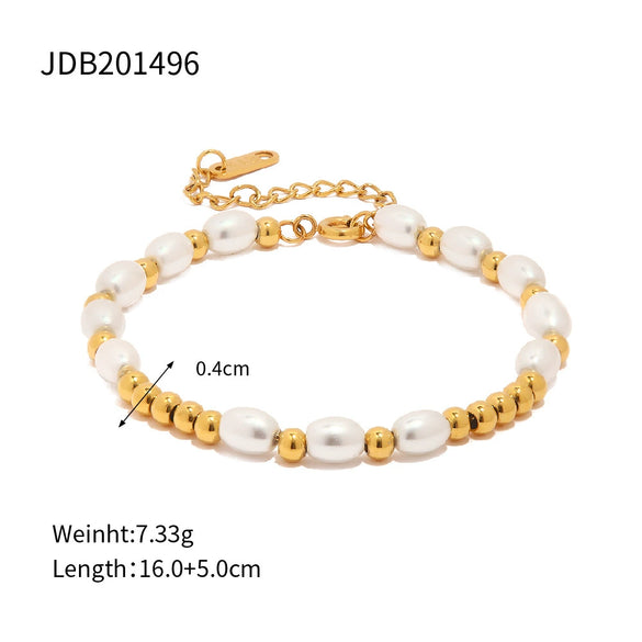 Bracelet Jewelry Stainless Steel Minimalist Geometric Electroplating Pearl Women's