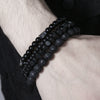 Bracelet Jewelry Wooden Beads Volcanic Stone Black Gallstone Black Frosted Geometric Handmade Unisex
