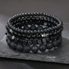 Bracelet Jewelry Wooden Beads Volcanic Stone Black Gallstone Black Frosted Geometric Handmade Unisex