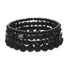 Bracelet Jewelry Wooden Beads Volcanic Stone Black Gallstone Black Frosted Geometric Handmade Unisex