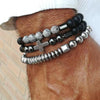 Bracelet Jewelry Wooden Beads Volcanic Stone Black Gallstone Black Frosted Geometric Handmade Unisex